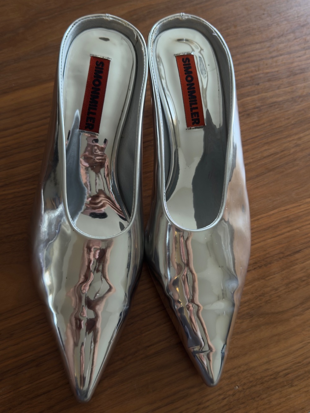 Simon Miller Metallic Silver Pointed-Toe Slip-On Mules - Picture 5 of 9